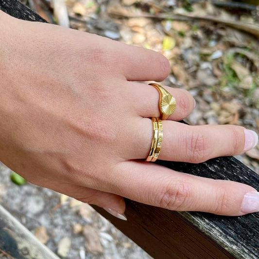 Waterproof stainless steel gold rings