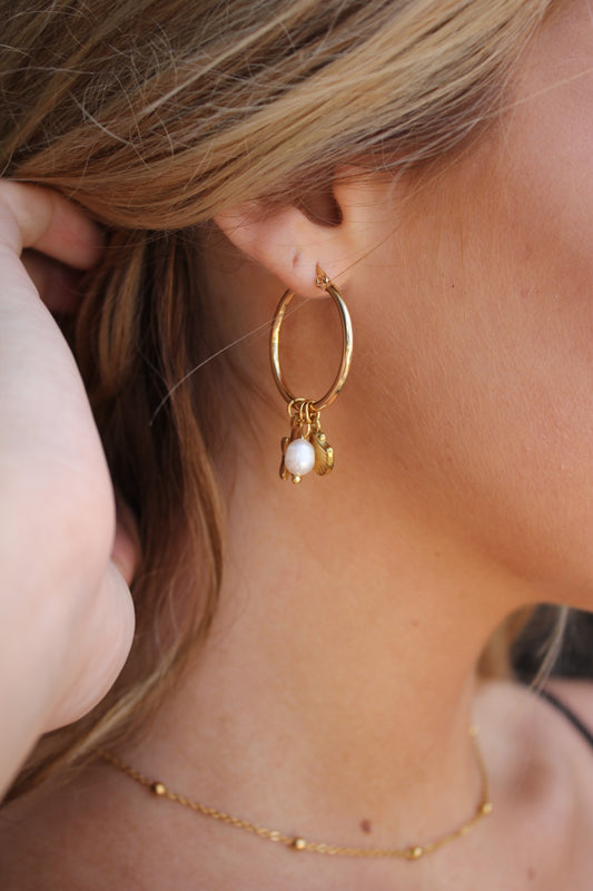 "Blue Lotus" Hoop Earrings