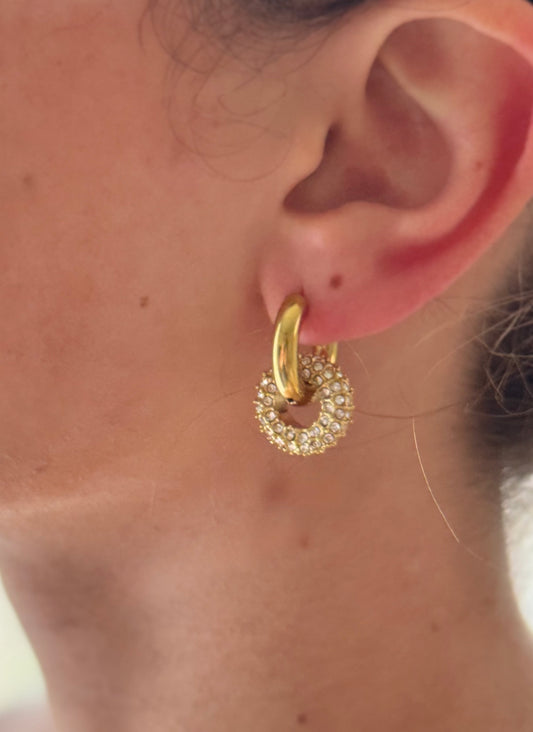 "Flower Gem" Hoop Earrings