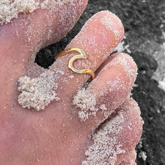 waterproof wave gold adjustable toe ring