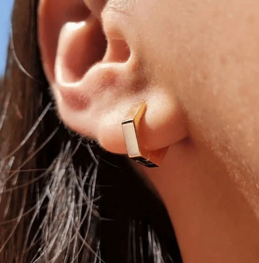 "Bellbottoms" Hexagonal Huggie Earrings - Wyldflower Jewellery