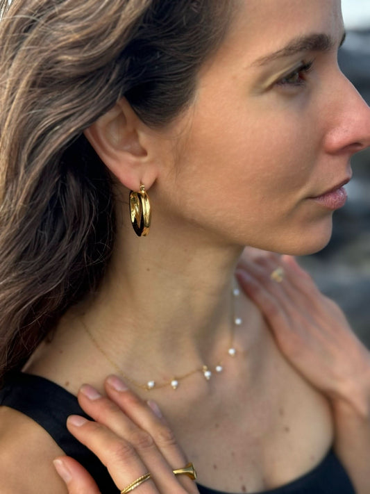 "Blue Bonnet" Crimped Hoops - Wyldflower Jewellery