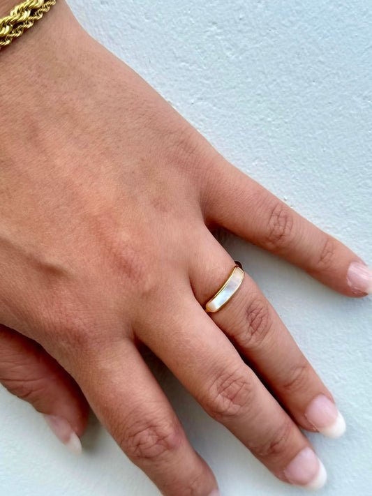 "Jasmine" Mother of Pearl Ring - Wyldflower Jewellery
