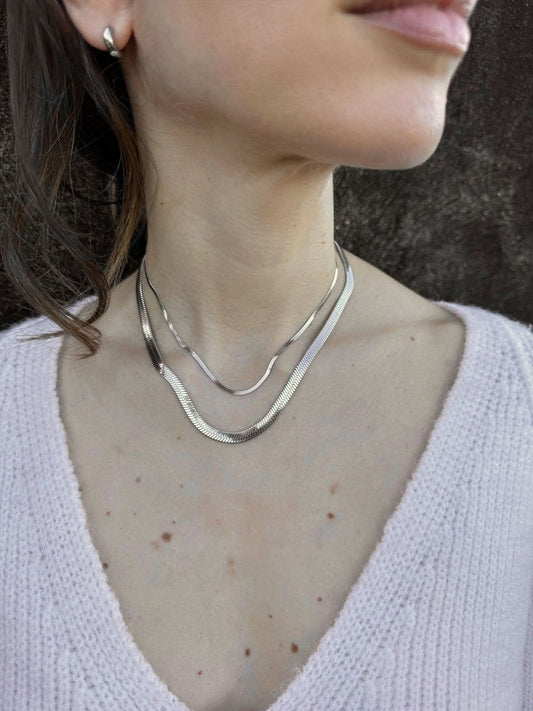 "Silver Wattle" Herringbone Necklace - Wyldflower Jewellery