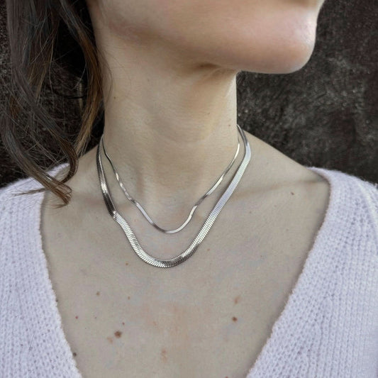 "Silver Wattle" Herringbone Necklace - Wyldflower Jewellery