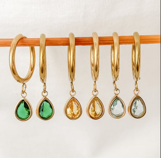 "Geranium" Zicon Pendant Earrings