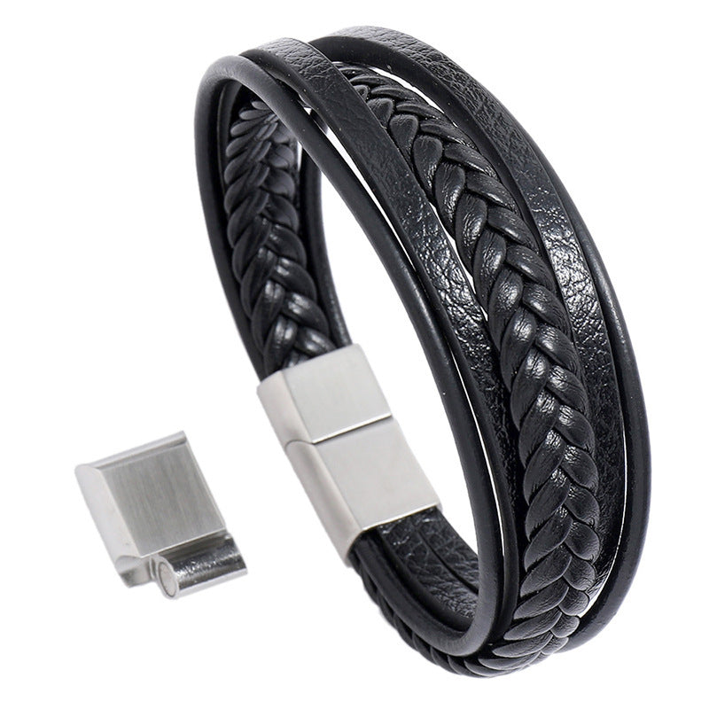 Hawthorn Men's Braided Leather Bracelet
