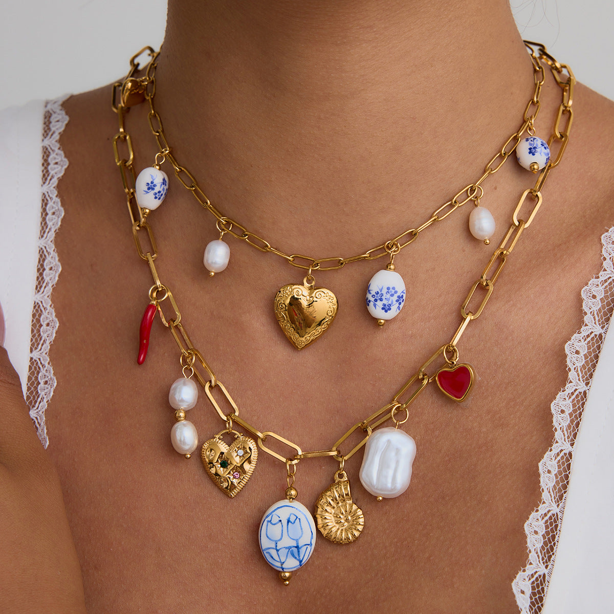 "Oriental Lily" Spring Buckle Necklace