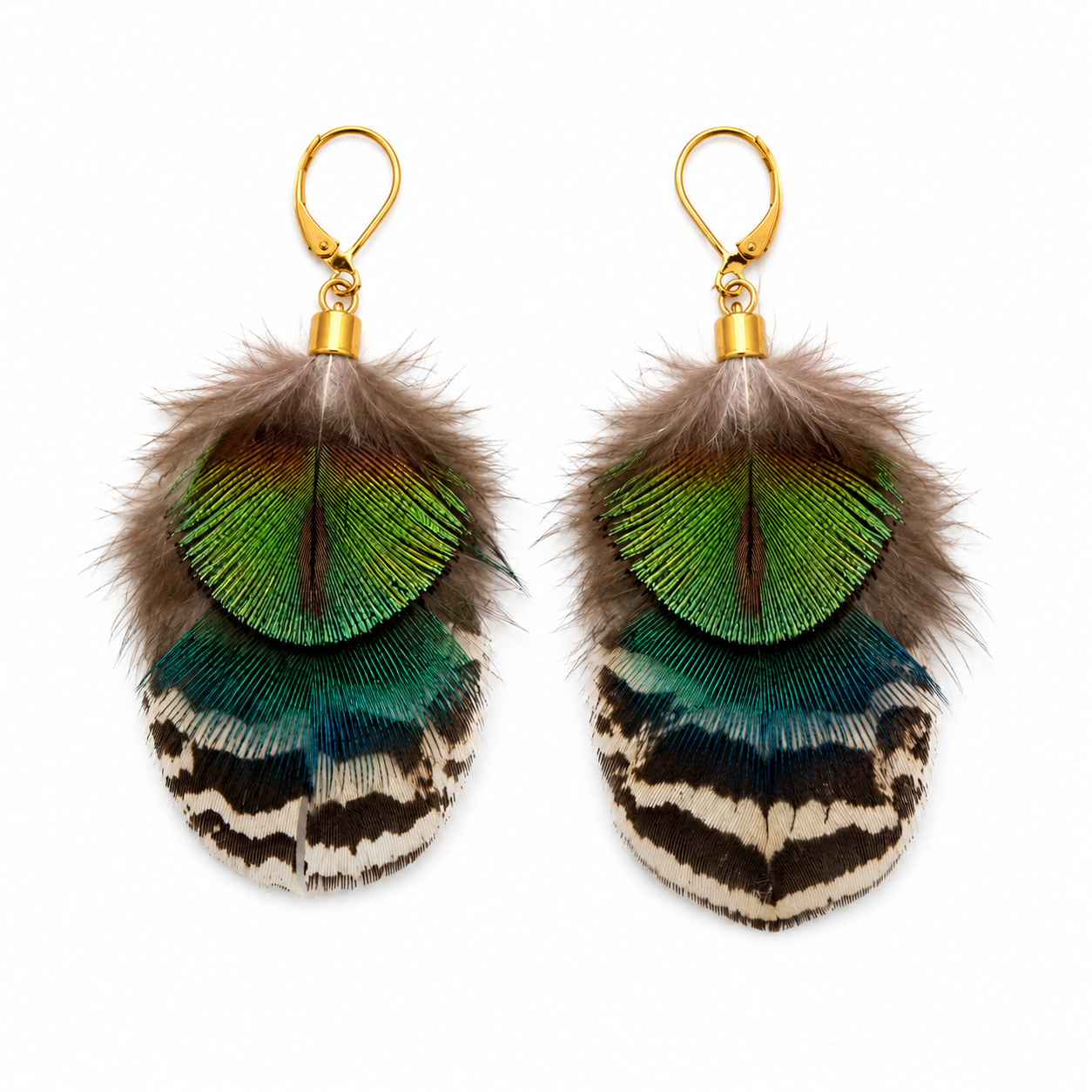 Emerald Echo Feather Earrings