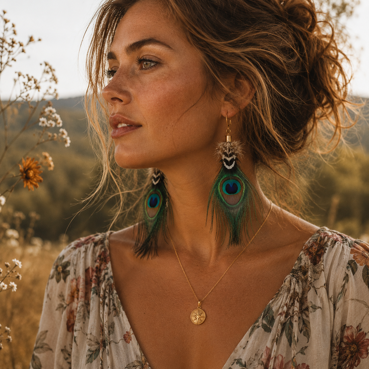 Emerald Echo Feather Earrings