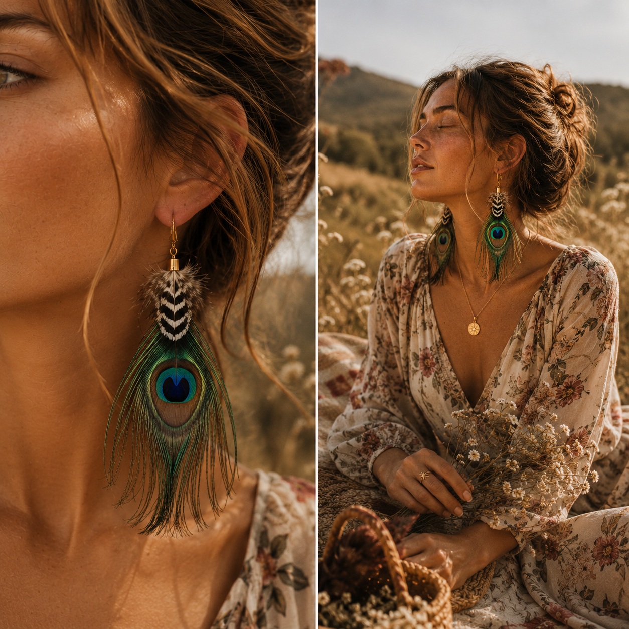 Emerald Echo Feather Earrings
