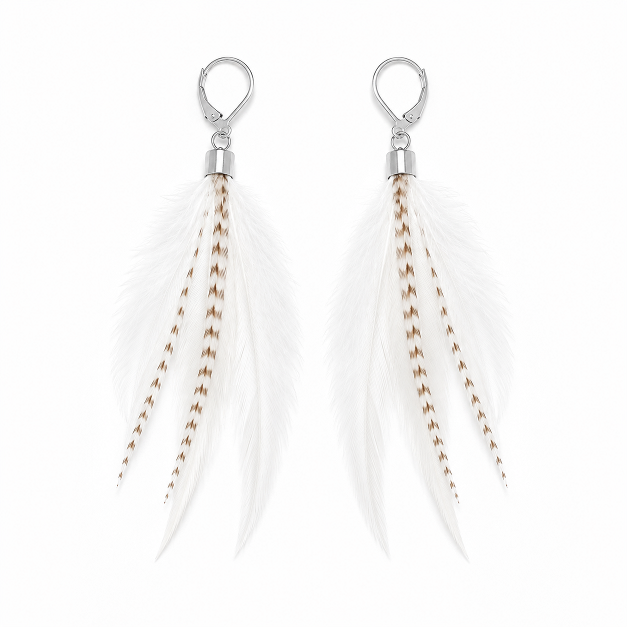Ivory Wild Feather Earrings
