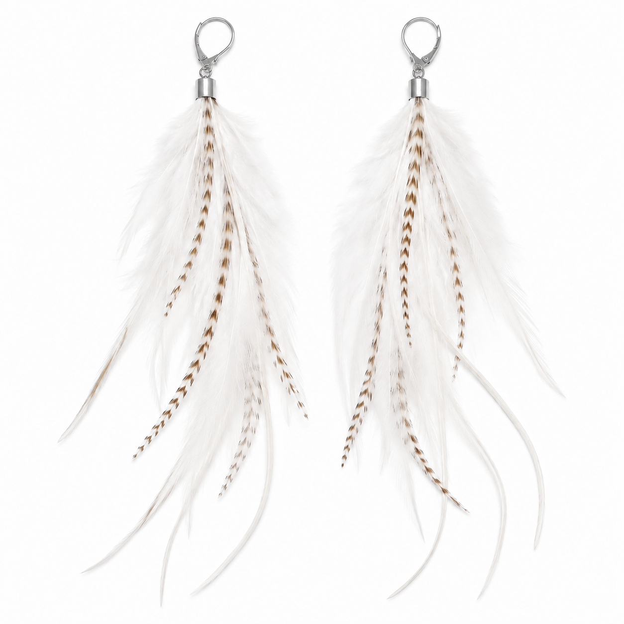 Ivory Wild Feather Earrings