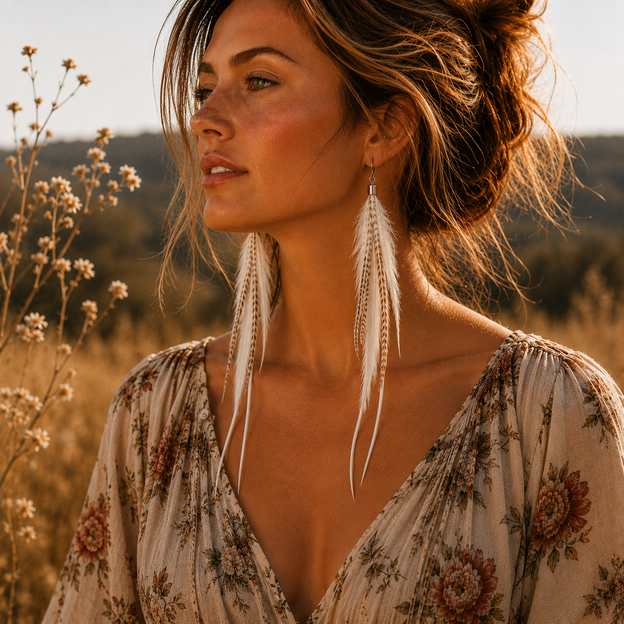 Ivory Wild Feather Earrings
