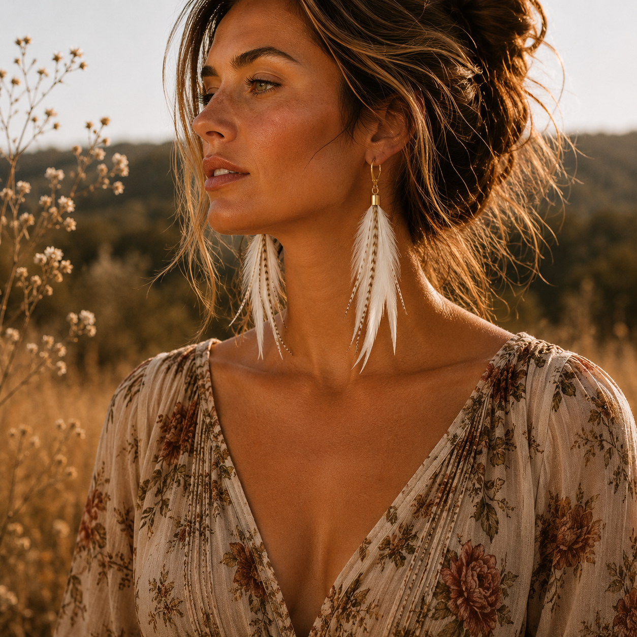 Ivory Wild Feather Earrings