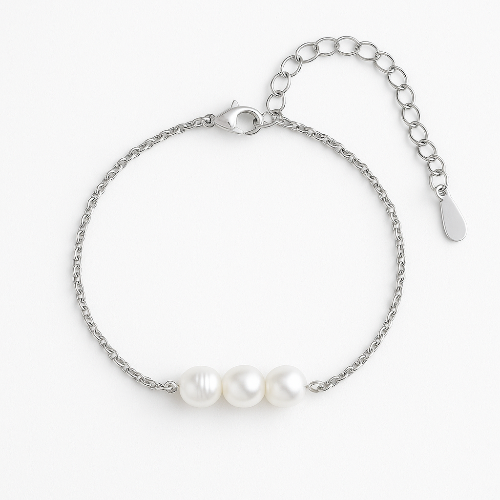 hypoallergenic Pearl waterproof anklet with silver chain 