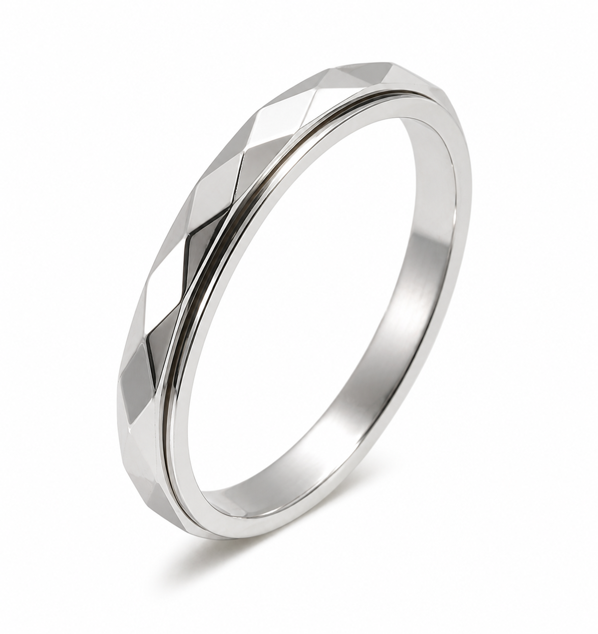 Waterproof hypoallergenic Silver fidget sensory ring