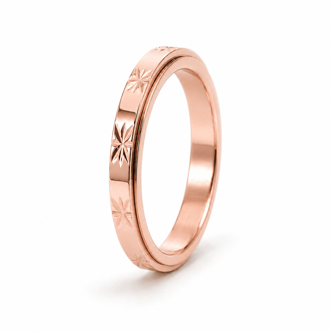 Waterproof Rose  Gold fidget sensory  spinner ring