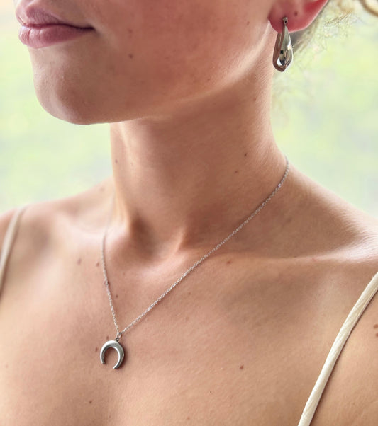 Waterproof hypoallergenic moon pendant necklace 