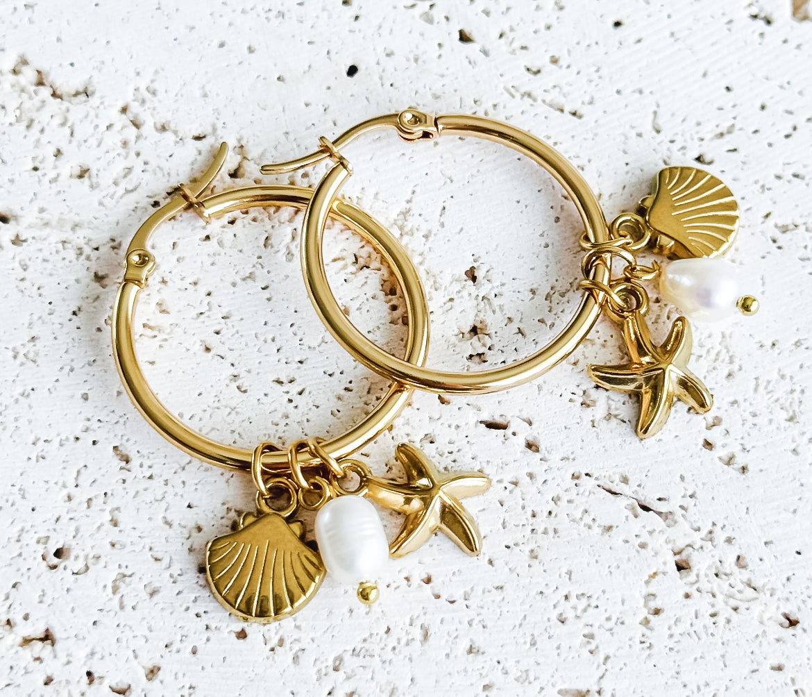 "Blue Lotus" Hoop Earrings