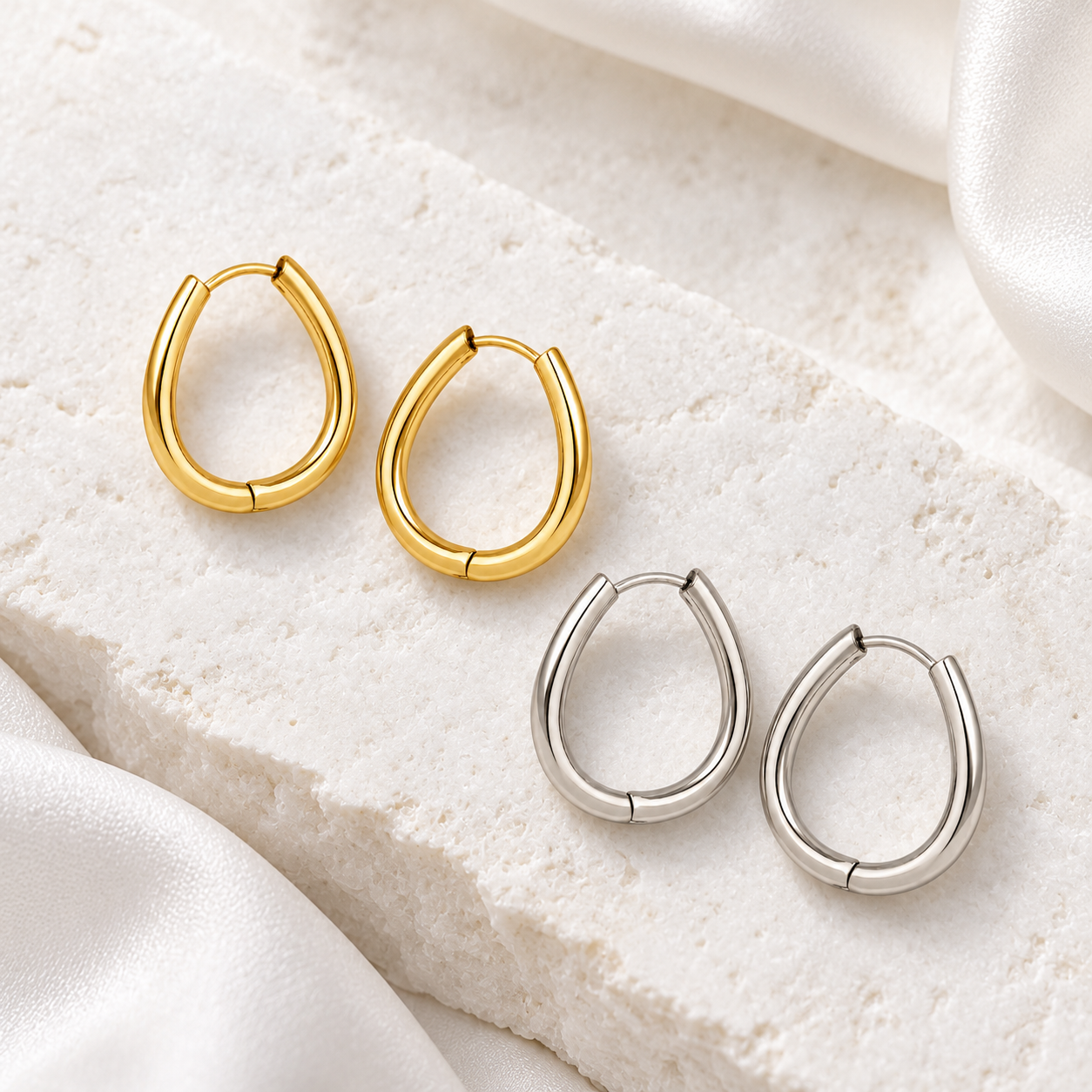 Tear Drop Hoop Earrings