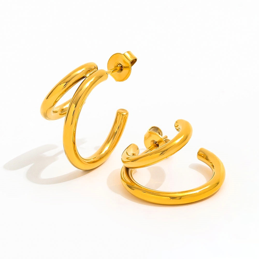 Mini Double C-Shape Hoop Earrings