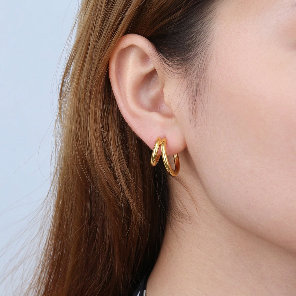 Mini Double C-Shape Hoop Earrings