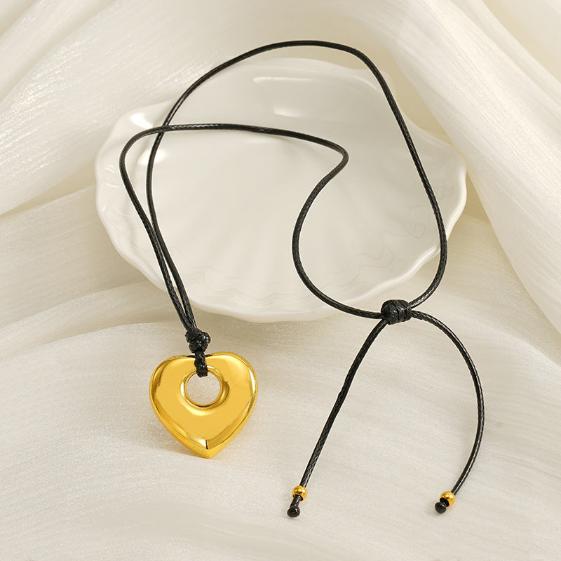 Chain of Heart Leather Necklace