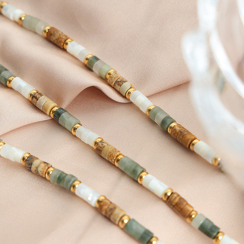 Jade Stone Bead Necklace