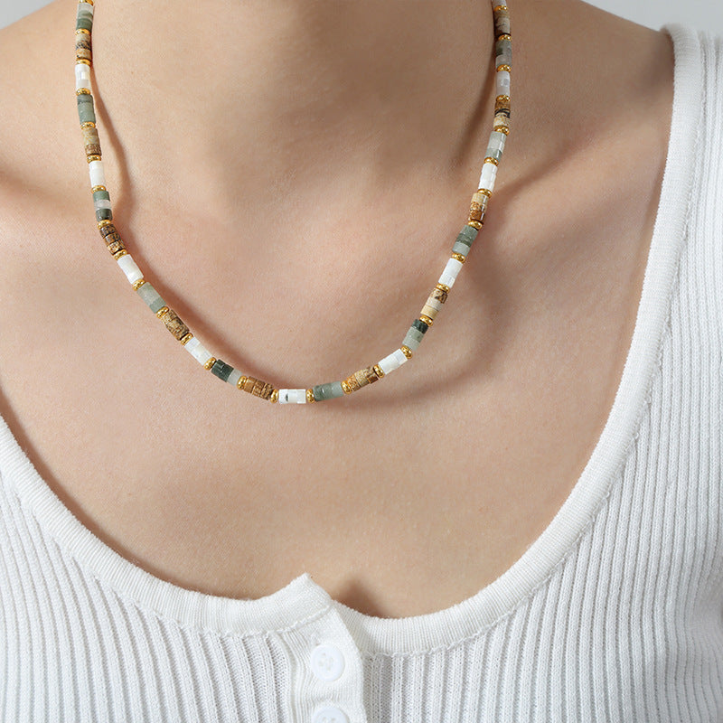 Jade Stone Bead Necklace