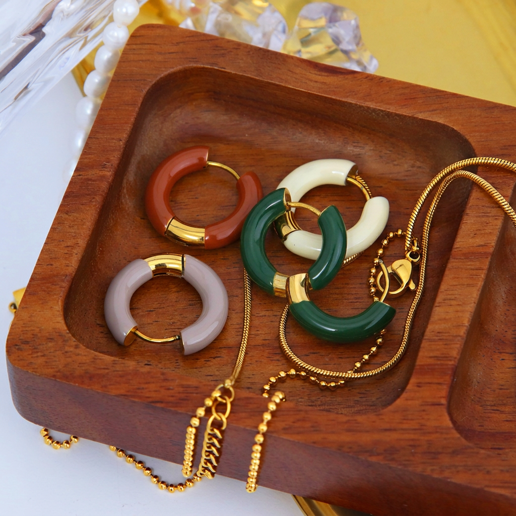 Enamel Hoop Earrings