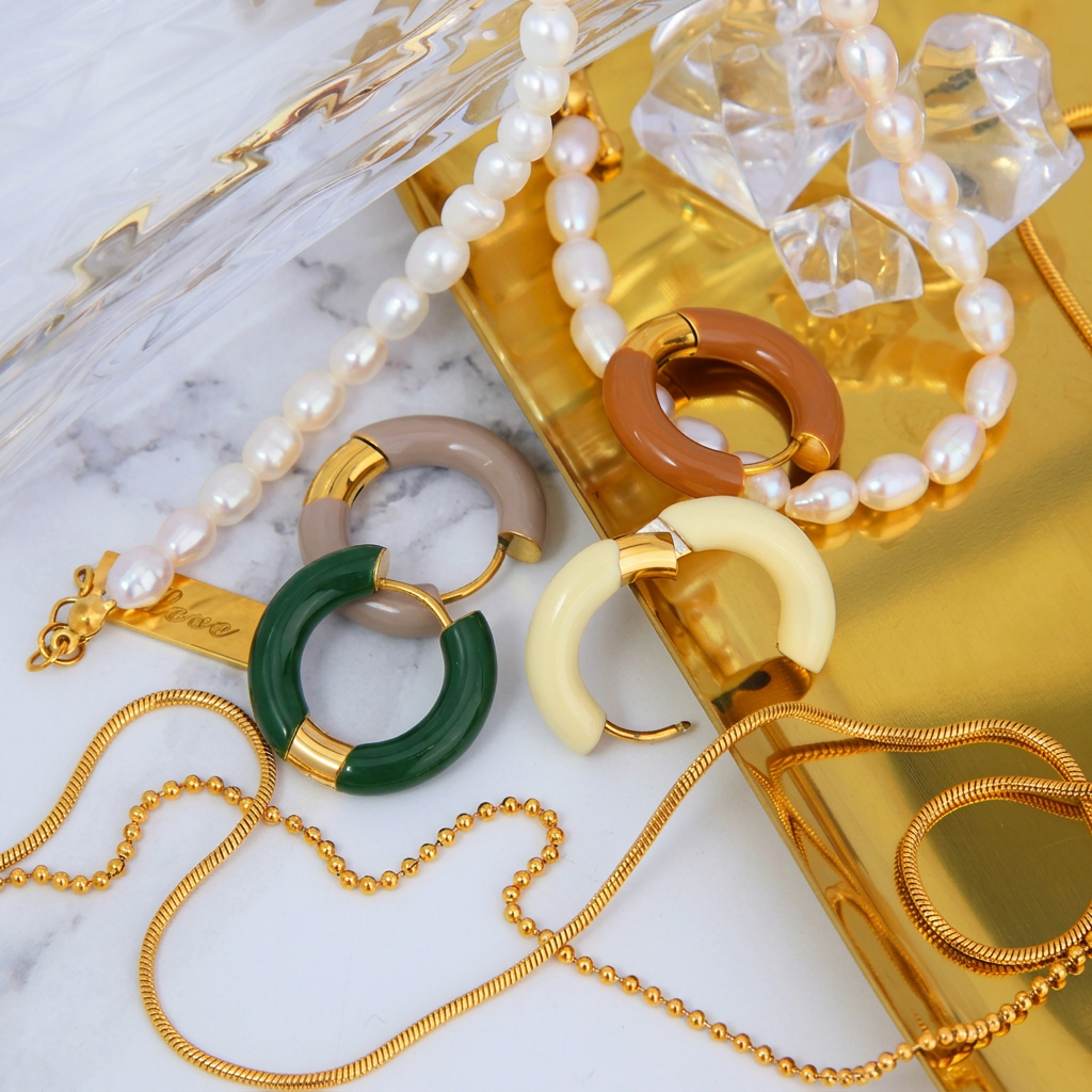 Enamel Hoop Earrings