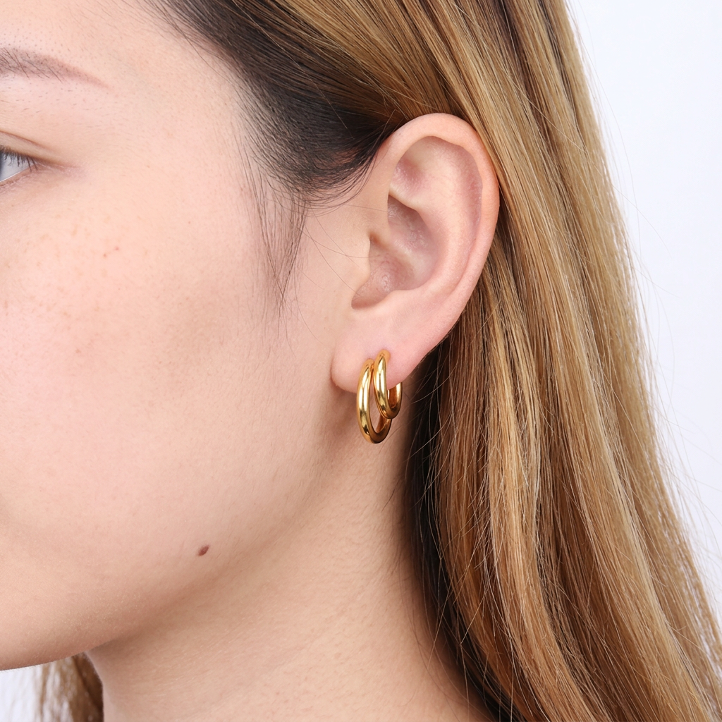 Mini Double C-Shape Hoop Earrings