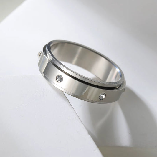 Waterproof hypoallergenic Silver sensory ring with embedded gems