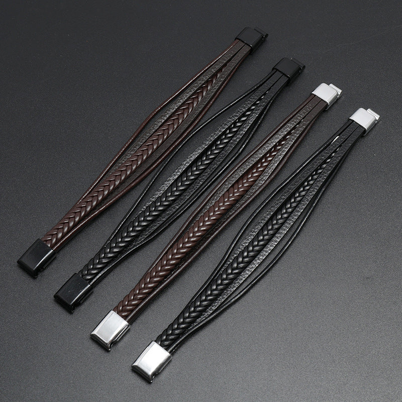 Hawthorn Men's Braided Leather Bracelet