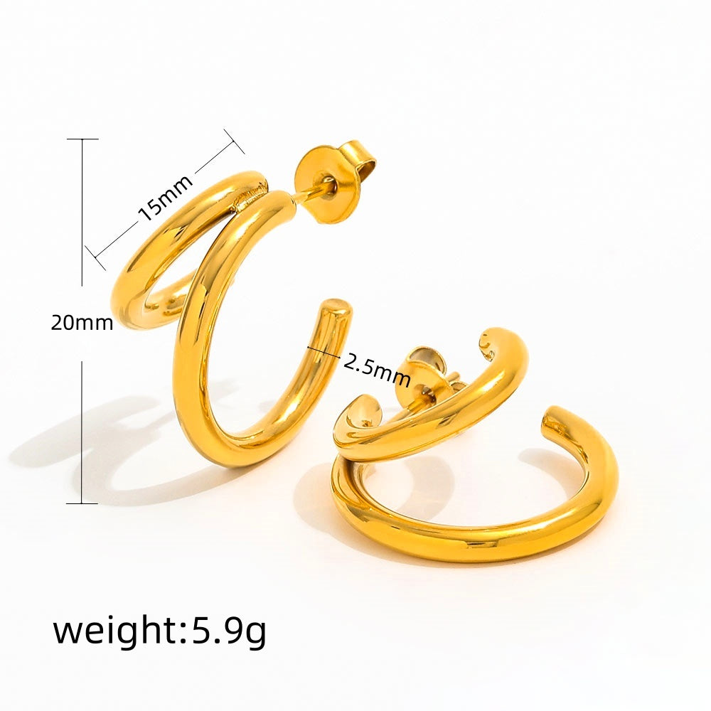 Mini Double C-Shape Hoop Earrings
