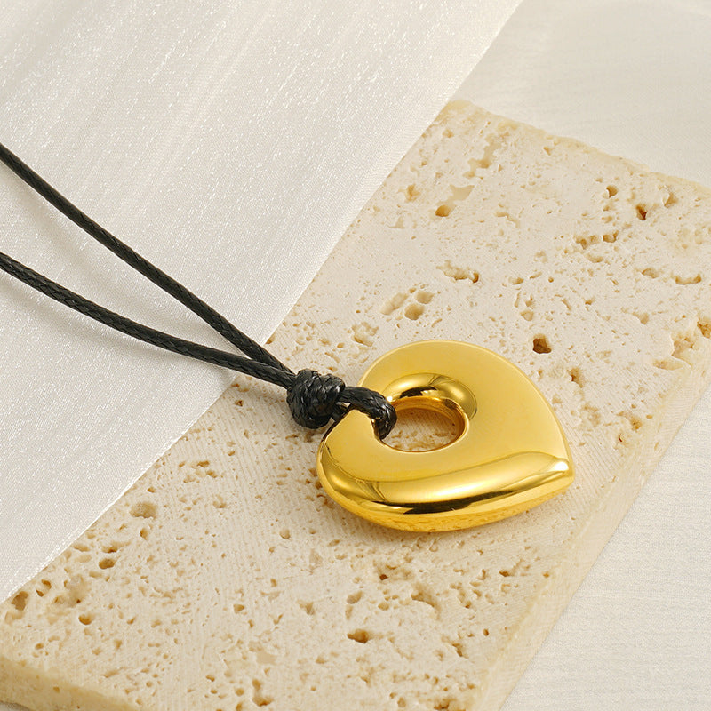 Chain of Heart Leather Necklace