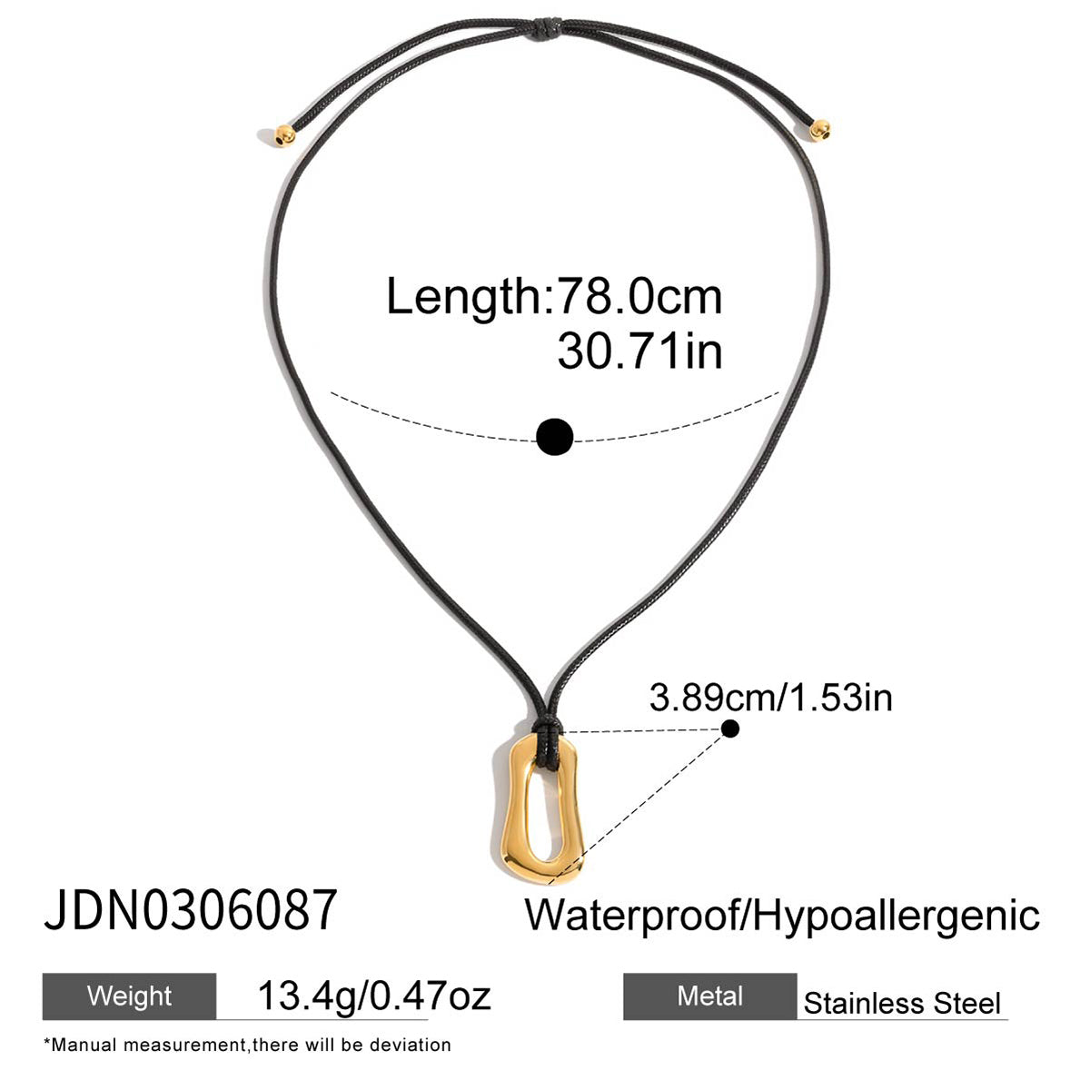 Oval Pendant Leather Necklace