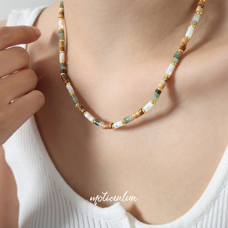 Jade Stone Bead Necklace