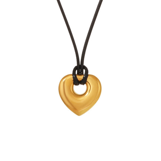 Chain of Heart Leather Necklace