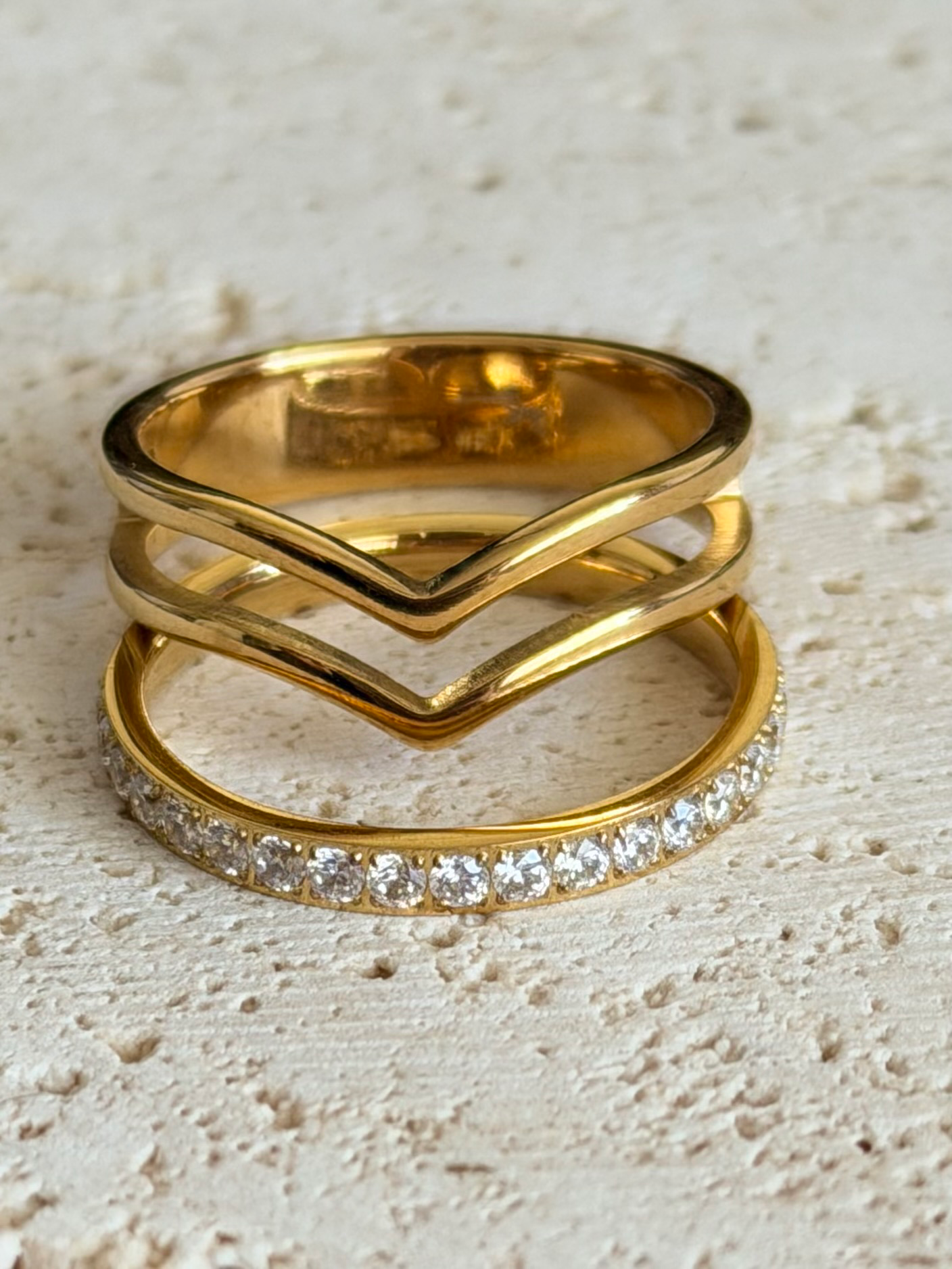 Waterproof hypoallergenic  Gold double band ring