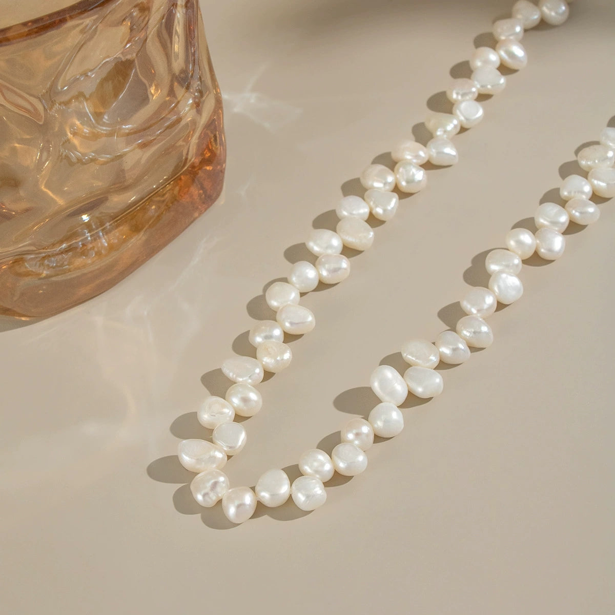 Waterproof hypoallergenic stainless steel pearl necklace 
