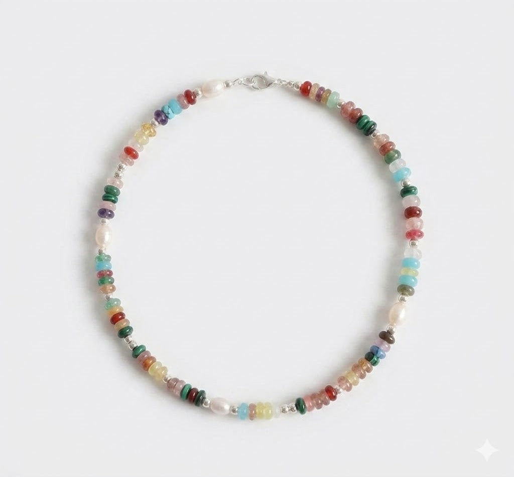 Waterproof Hypoallergenic stainless steel natural bead necklace 