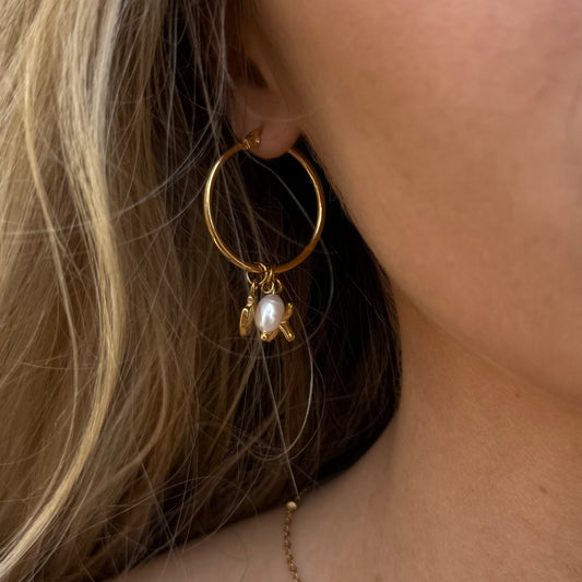 Waterproof hypoallergenic pearl pendant earrings 