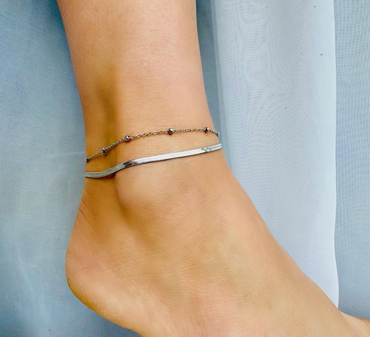 "Wattle" Herringbone Duo Anklet