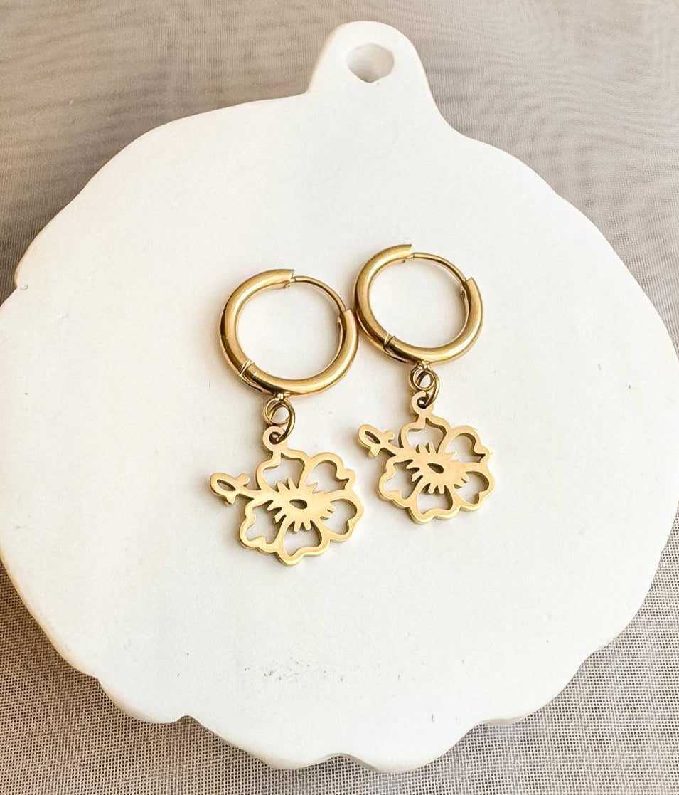 "Hibiscus" Pendant Earrings