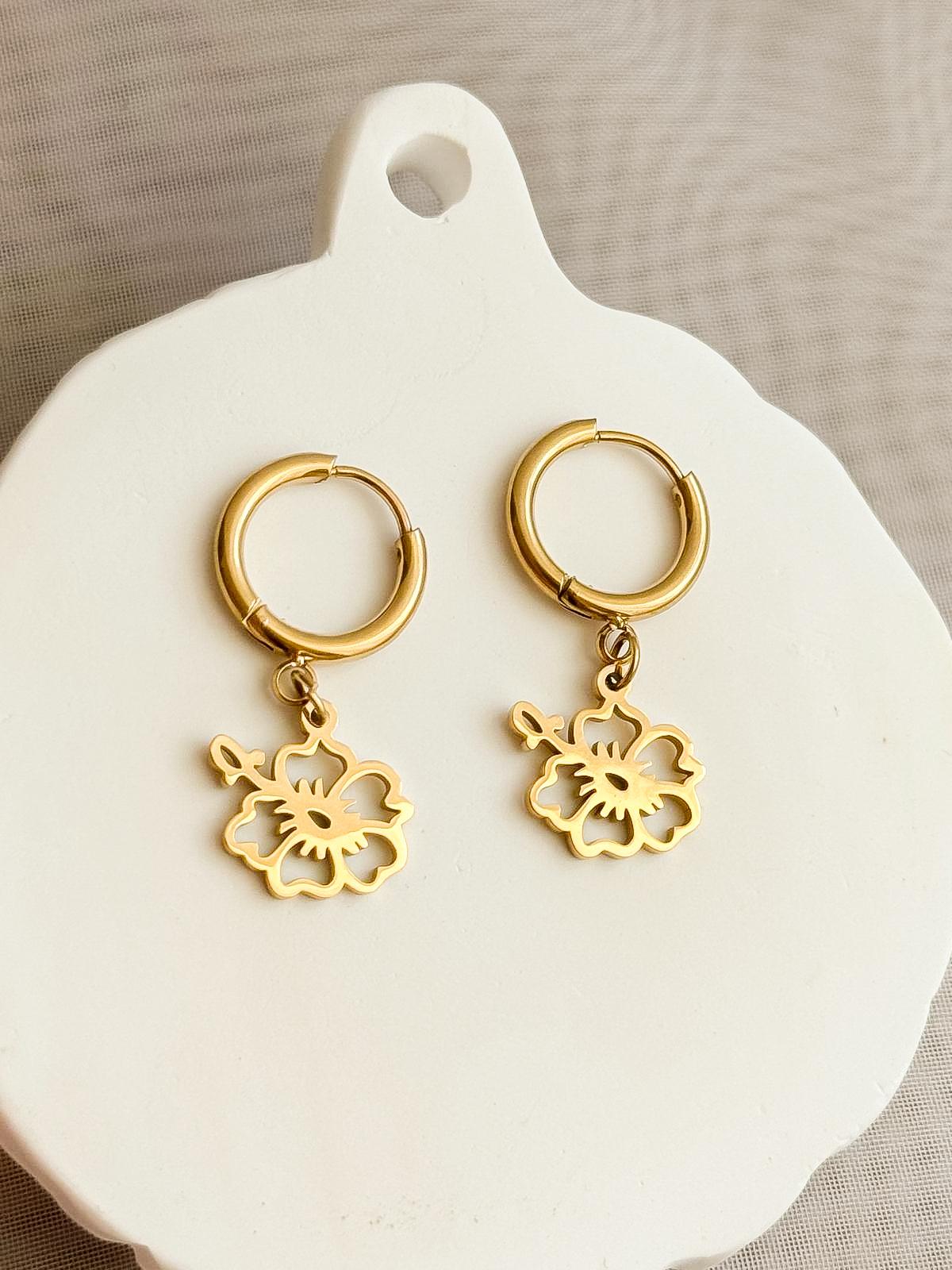 "Hibiscus" Pendant Earrings
