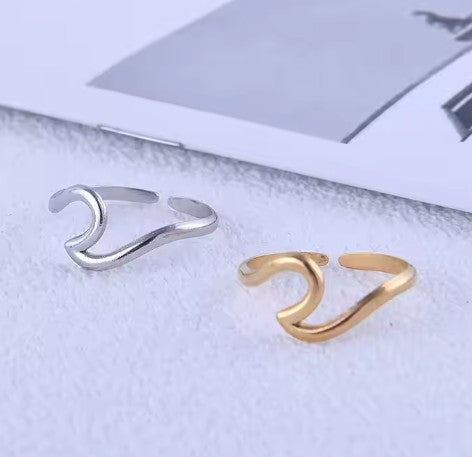 "Blue Lotus" Wave Adjustable Ring