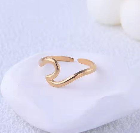 "Blue Lotus" Wave Adjustable Ring