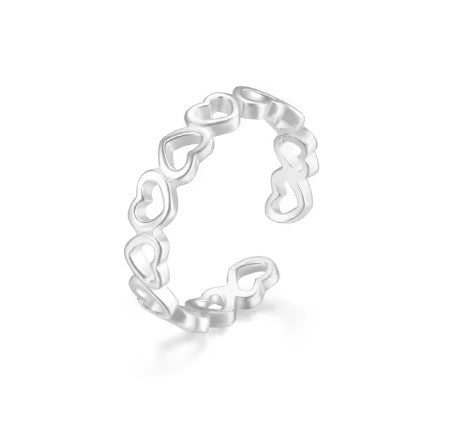 Waterproof Hypoallergenic gold adjustable toe ring with hearts